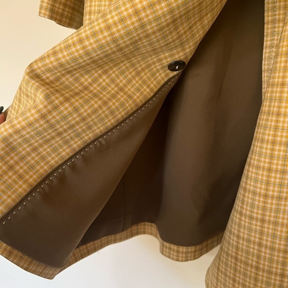 EP YAYING Plaid Wool Blend Double Breasted Longline Blazer Coat Size 2 Like New - Picture 6 of 12